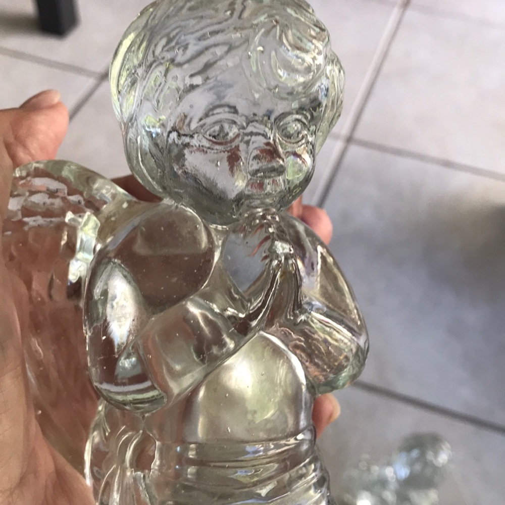 Pair of Clear Crystal  Angels  Candleholders - Picture 6 of 12